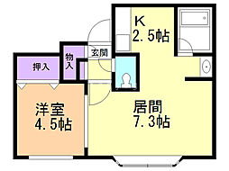 オークランド2 1LDKの間取図画像