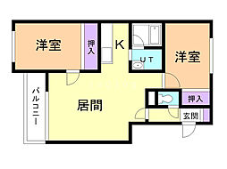 カルムハイツ 2LDKの間取図画像