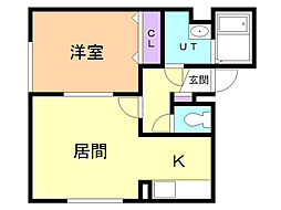 ユー・コート 1LDKの間取図画像