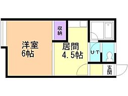 アミューズ'88 1DKの間取図画像