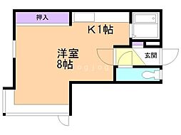 フローラ 1Kの間取図画像