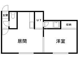 フジハイツ 1LDKの間取図画像
