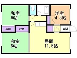 東錦ハイツ 3LDKの間取図画像