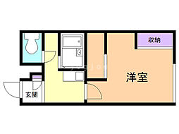 レオパレスハピネスM 1Kの間取図画像