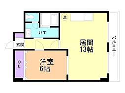 丸タカビル 1LDKの間取図画像