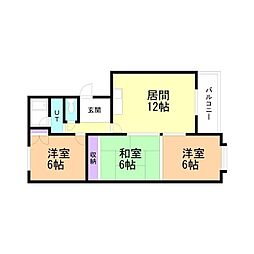 東光8・4プラザ 3LDKの間取図画像