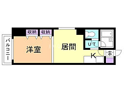 ナッツスピリット1 1DKの間取図画像