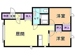 ヴィラサンモール 2LDKの間取図画像