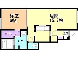 エクセルハイツモア 1LDKの間取図画像