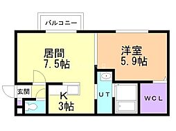 マヌカータココ2 1LDKの間取図画像