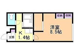 レオパレスパティオ近文B 1Kの間取図画像