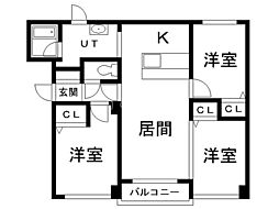 グランデール豊岡 3LDKの間取図画像