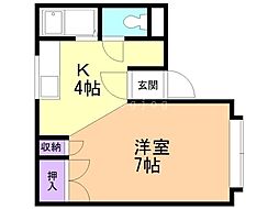 めぞんマキ 1Kの間取図画像