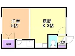 サンセット豊岡 1DKの間取図画像