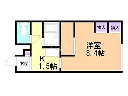 レオパレスLeciel 1Kの間取図画像