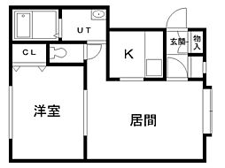 ソフィア東6-2B 1LDKの間取図画像