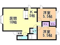 ヴィーナスヴィラ 2LDKの間取図画像