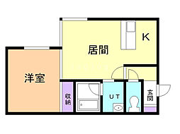 メモリアル東光 1LDKの間取図画像