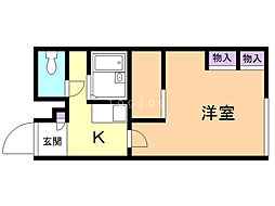 レオパレス珠エリーズ 1Kの間取図画像