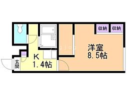 レオパレス大町 1Kの間取図画像