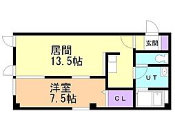クライス 1LDKの間取図画像