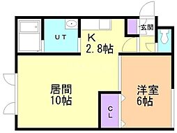 パラダイス 1LDKの間取図画像