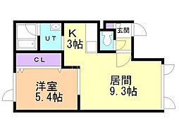 メリット神楽 1LDKの間取図画像