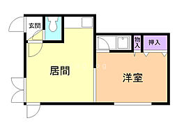 エンジェルミキ 1DKの間取図画像
