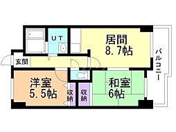 メセナ常磐 2LDKの間取図画像