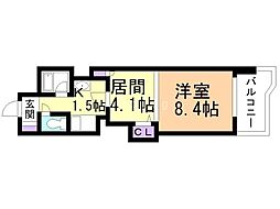朝日プラザ旭川5条通 1DKの間取図画像