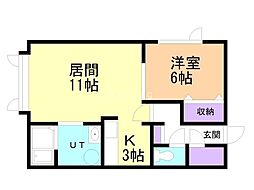 ユリアール 1LDKの間取図画像
