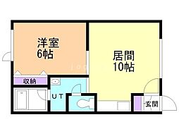 メゾン東2の2 1LDKの間取図画像
