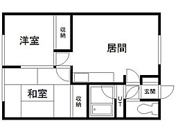 信栄マンション 2LDKの間取図画像