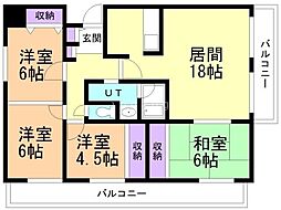 リーセント四条通 4LDKの間取図画像