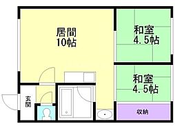 富ハイツ 2LDKの間取図画像