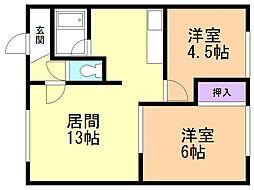 コーポキタムラ 2LDKの間取図画像