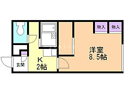 レオパレスドリームハイツ2 1Kの間取図画像