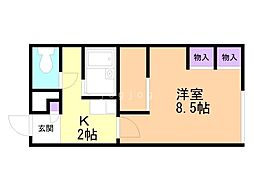 レオパレスドリームハイツ2 1Kの間取図画像