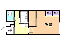 レオパレスポラリス 1Kの間取図画像