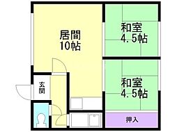 渡辺マンション 2LDKの間取図画像