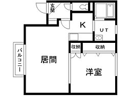 グランディールハウスE 1LDKの間取図画像