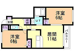 グレイスヴィラサンヨーC 2LDKの間取図画像