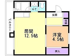 ビレッジハウス砂川2号棟 1LDKの間取図画像