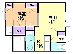 レポスなよろ 1LDKの間取図画像