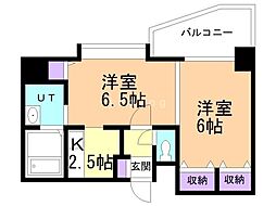 日宝ノルテ6条通弐番館 2Kの間取図画像