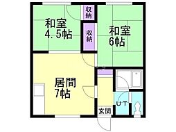 ロワール 2DKの間取図画像