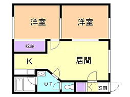 トヨオカ4-7ポパイハウス 2LDKの間取図画像