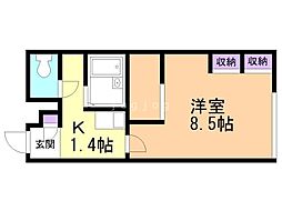 レオパレスルミエール 1Kの間取図画像