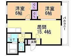 グランドソレイユ 2LDKの間取図画像