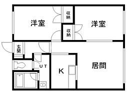 トーシンハイツ 2LDKの間取図画像